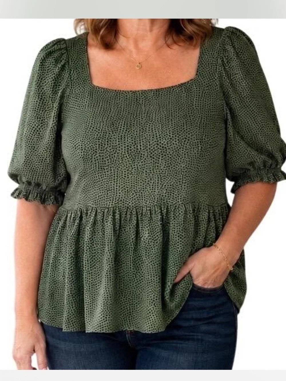 LOFT Women Green Leopard/spottef Peplum